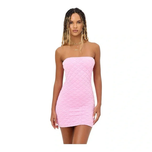 Frankie’s Bikinis Taylor Strapless‎ Puff Dress•BabyPink•Size Medium NWT - Picture 2 of 6